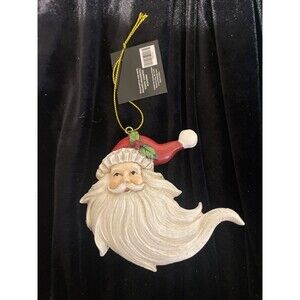 CHRISTMAS SANTA CLAUS 4 IN. HANGING ORNAMENT. NEW. Flowing beard. Holly hat.